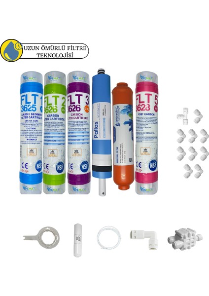 Pws Kapalı Kasa Su Arıtma Cihazları İçin Sertifikalı 6lı Pallas Mebran Tatlandırıcı+Mineral Set