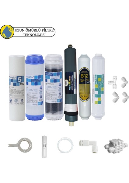 Purefer Açık Kasa Çift Karbonlu Sertifikalı 6 lı Platinium Mebran B12 Alkalili