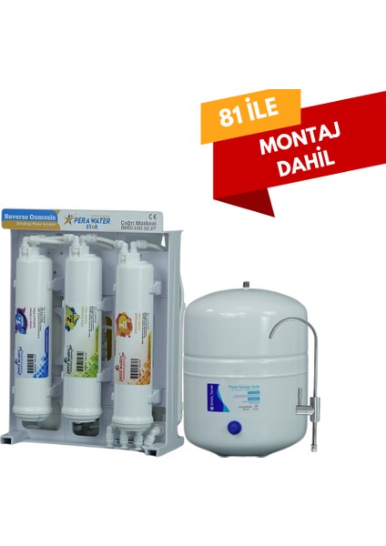 Pera Water Star Alkali+Mineral+Detox 8 Aşamalı Açık Kasa Pompasız Su Arıtma Cihazı Ücretsiz Kurulum