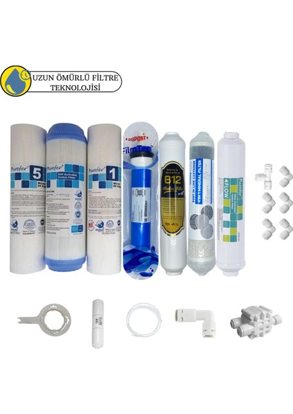 Purefer Açık Kasa Çift Sedimentli Sertifikalı 7li Filmtec Dupon Mebran 4lü Mineral+B12 Alkali