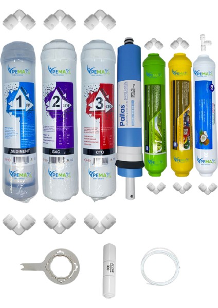 Pws Kapalı Kasa Su Arıtma Cihazlarına Uygun Std 7li Pallas Mebran Alkali+Mineral+Tatlandırıcı Set