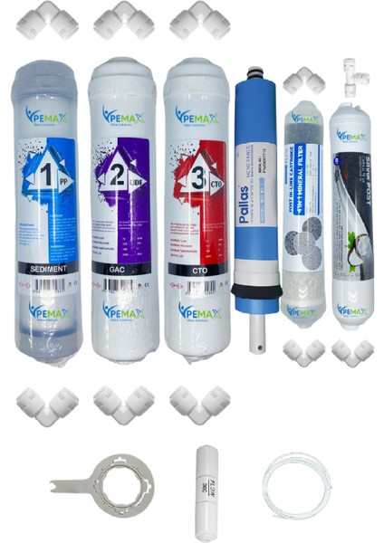 Pws Kapalı Kasa Su Arıtma Cihazları Std 6 lı Pallas Mebran Şeffaf Mineral+Gümüş İyon Tatlandırıcı