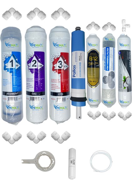 Pws Kapalı Kasa Su Arıtma Cihazı Std 7li Pallas Mebran B12 Alkali+Şeffaf Mineral+Gümüş İyon Tat
