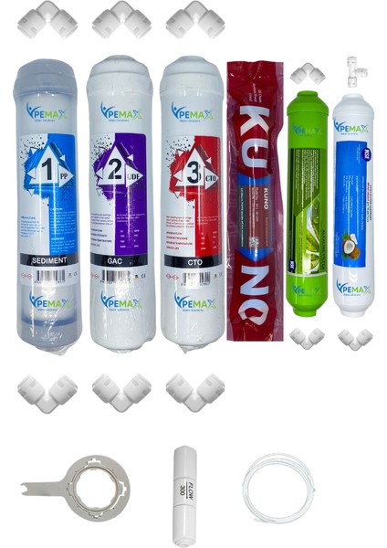 Pws Kapalı Kasa Su Arıtma Cihazlarına Uygun Std 6 lı Lg Kuno Mebran Alkali+Tatlandırıcı Set