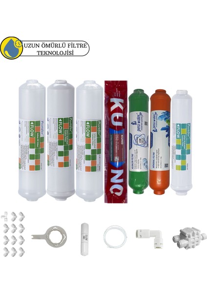 Purefer Kapalı Kasa Su Arıtma Cihazlarına Sertifikalı 7li Lg Kuno Mebran Mineral+Alkali