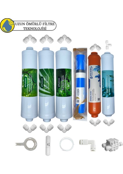 Puricom Kapalı Kasa Su Arıtma Cihazlar Sertifikalı 6 lı Vontron Helixfil Yüksek Tds Mebran Mineral