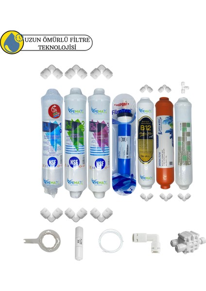 Pws Kapalı Kasa Suarıtma Uygun Sertifikal 7lı Filmtec Mebran Purefer+B12 Alkali+Mineral Set