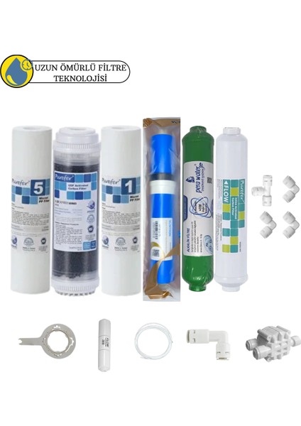 Purefer Açık Kasa Çif Sedimentli Sertifikalı 6 lı Vontron Helixfil Yüksek Tds Mebran Alkalili