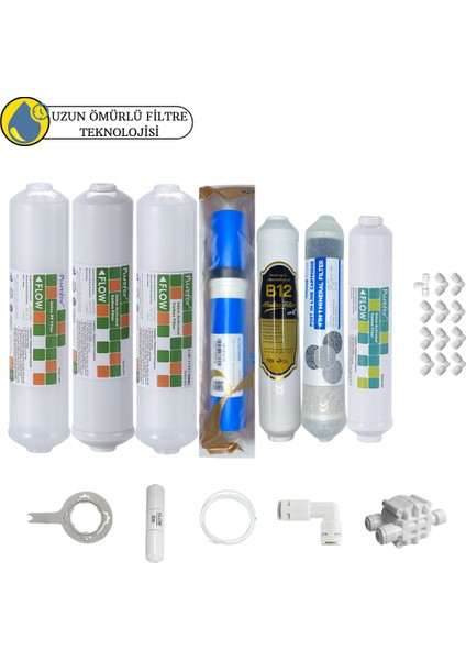 Purefer Kapalı Kasa Su Arıtma Sertifika 7li B12 Alkali+Vontron Helixfil Yüksek Tds Mebran+4lü Mineral