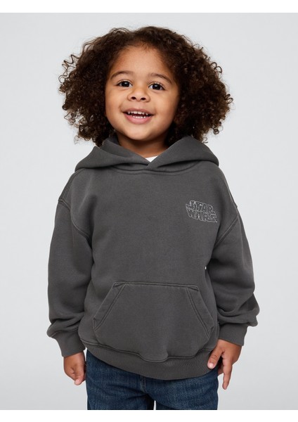 Erkek Bebek Siyah Vintage Soft Star Wars Grafikli Fleece Sweatshirt