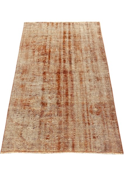 El Dokuma Eskitme Vintage 100 x 160 Turuncu Yün Dekoratif Halı