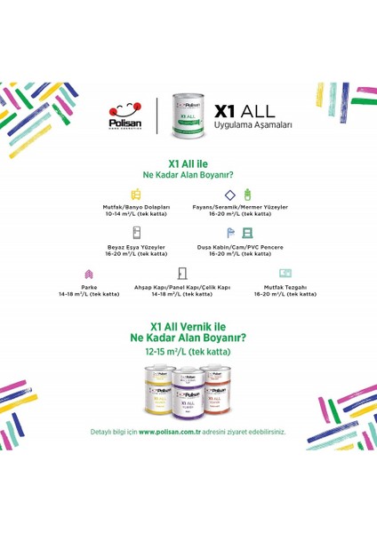X1 All Her Yeri Boya-Çizilmez-Yıkanabilir-Isıya Dayanıklı-Kokusuz-- Beyaz 0,75 L