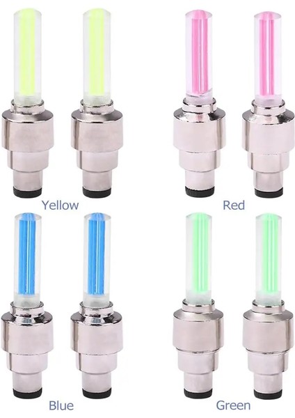 Yeşil Stil 2 Adet Mtb Bisiklet Tekerlek Lastik Vana Kapakları Glow Plastik + Metal Çubuk Işık Dağ Bisikleti Bisiklet Lastiği LED Neon Lamba Yeşil (Yurt Dışından) modelleri