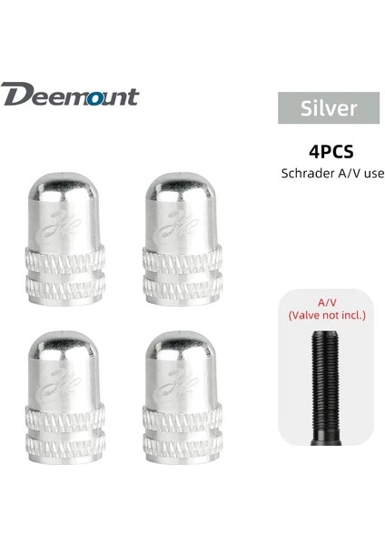 Schrader Silver 4 Adet Tarzı Deemount Rader Veya Presta Nipel Kapağı Bisiklet Valfi Alaşımlı Kapak Opsiyonel Av Fv Hafif Erozyon Rustiksiz (Yurt Dışından)