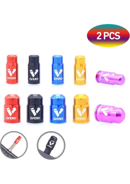 Schrader Kırmızı 2'li Stil Alüminyum Bisiklet Lastiği Valf Kapağı Schrader Presta Koruyucu Renkli Ultra Hafif Dağ Yol Bisikleti Mtb Aksesuarı (Yurt Dışından)