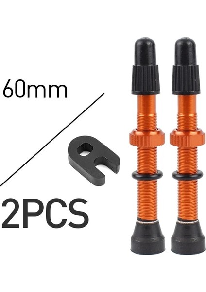 60MM Turuncu 1 Çift Stili Bisiklet 1 Çift Presta Vana Yol Mtb Bisiklet Tubeless Lastikler Pirinç Çekirdek Alaşım Kök Tubeless Mastik (Yurt Dışından)