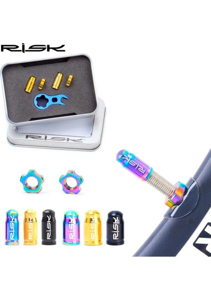 Presta 2 Adet Altın Tarzı Rısk Titanyum Bisiklet Vana Kapağı Dağ Yolu Bisiklet Tubeless Presta Schrader Nozul Vana Çekirdek Kapağı Mtb Fransız Amerikan Toz Geçirmez (Yurt Dışından) fırsatları