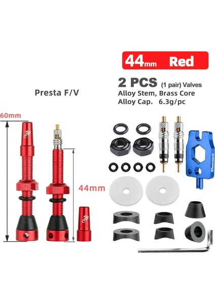 VF44G Kırmızı C Stili 2 Adet Deemount Bisiklet Tubeless Karbon Jant Presta Vanalar mm Fv Nipel Pirinç Çekirdek C Işlenmiş Eloksallı Wtool (Yurt Dışından)