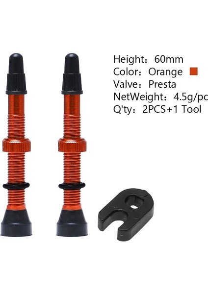 60MM Turuncu Stil 1 Çift Bisiklet Alaşım Kök Valf mm Bisiklet Fv Presta Tubeless Lastik Valf Mtb Yol Bisikleti Nipel Wtool Valf Kapağı (Yurt Dışından)
