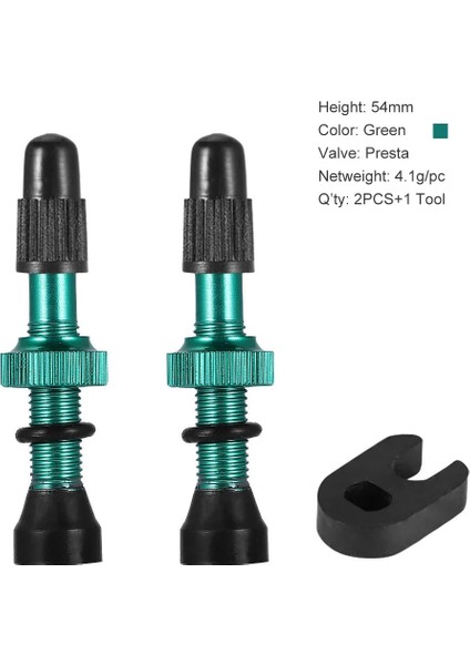 Yeşil 54MM Stili 2 Adet Bisiklet Lastik Vanalar Bisiklet Kök Alaşım Çekirdek Tubeless Dağ Yol Bisikleti Vakum Memesi, mm (Yurt Dışından)