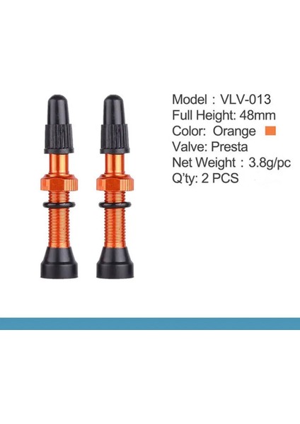 TURUNCU-48MM Tarzı Yol Mtb Bisiklet Tubeless Lastikler Için 1 Pair Presta Vana Pirinç Çekirdek Alaşım Kök Tubeless Mastik Vana Kapağı (Yurt Dışından)
