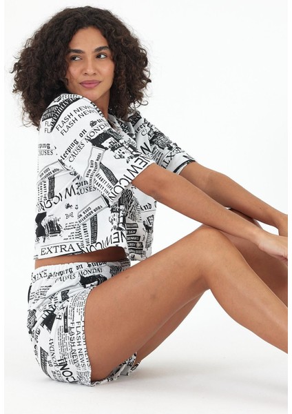 Kadın Yazlık Kısa Kollu Pijama Takımı