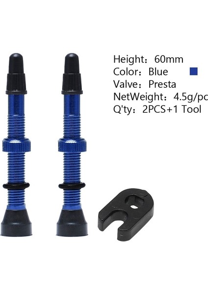 60MM-MAVI Tarzı Et Bisiklet Lastik Hava Valfi Bisiklet Tubeless Tekerlek Valf Kiti Bakır Çekirdek Alaşımlı Kök Kauçuk Taban, (Yurt Dışından)