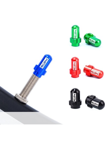 AV18 Siyah 1 Çift Stili 2pcsbox Lastik Vana Risk Hafif Alüminyum Alaşımlı Dağ Yol Bisikleti Bisiklet Lastiği Fv Av Presta Schrader Vana Kapağı Toz Kapağı (Yurt Dışından)