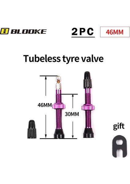 Mor 46 mm Stili Blooke Bisiklet Tubeless Vana Presta Fv Kap Çekirdek Ountain Nipel Wtool Mtb Yol Bisikleti Aksesuarları (Yurt Dışından)
