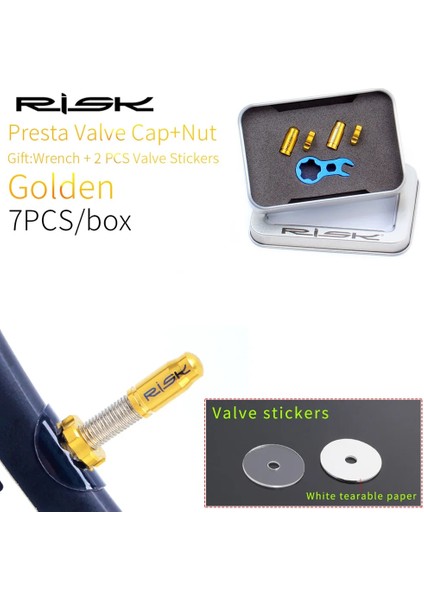 1 Takım-Fv Kapağı-Altın Tarzı Nutwrenchprotection Sticker Set Yol Bisikleti Presta Vana Toz Geçirmez Kapak Aksesuarları ile Rısk Titanyum Bisiklet Lastiği Vana Kapağı (Yurt Dışından)