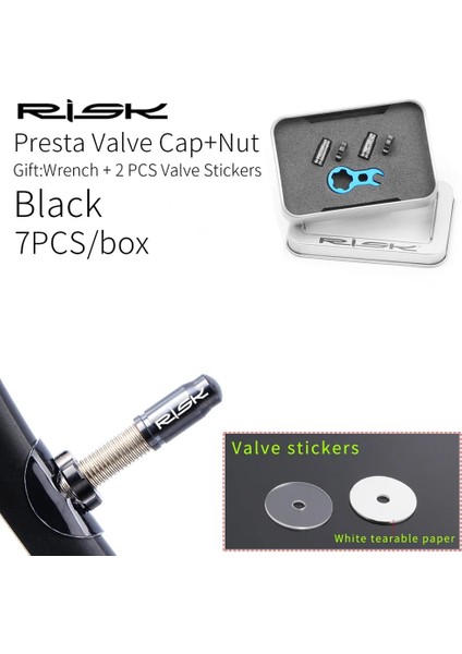 1 Takım-Fv Kapağı-Siyah Stil Nutwrenchprotection Sticker Set Yol Bisikleti Presta Vana Toz Geçirmez Kapak Aksesuarları ile Rısk Titanyum Bisiklet Lastiği Vana Kapağı (Yurt Dışından)