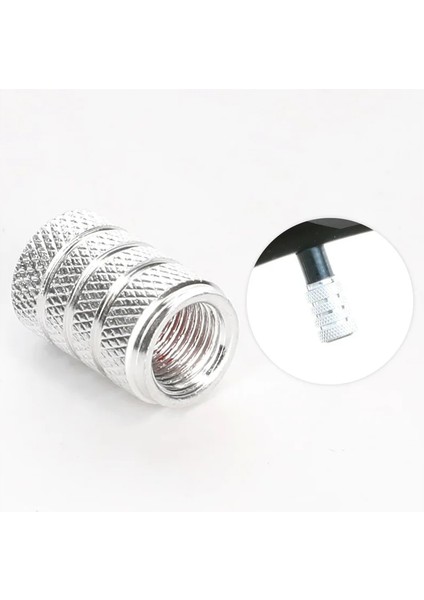Gümüş 2 Adet Tarzı 2 Adet Bisiklet Vana Kapağı Tırtıllı Tip Alüminyum Alaşımlı Dağ Bisikleti Motosiklet Schrader Lastik Vana Kapağı Toz Geçirmez Bisiklet Aksesuarları (Yurt Dışından)