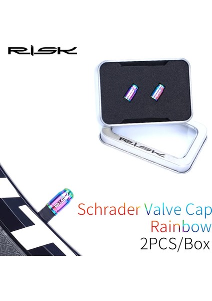 2pc-Av Cap-Gökkuşağı Stili Nutwrenchprotection Sticker Set Yol Bisikleti Presta Vana Toz Geçirmez Kapak Aksesuarları ile Rısk Titanyum Bisiklet Lastiği Vana Kapağı (Yurt Dışından)