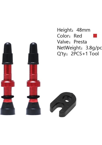 48MM Kırmızı 2 Adet Tarzı Bisiklet 1 Çift mm Presta Vana Yol Mtb Bisiklet Tubeless Lastikler Pirinç Çekirdek Alaşım Kök Tubeless Mastik Uyumlu (Yurt Dışından)