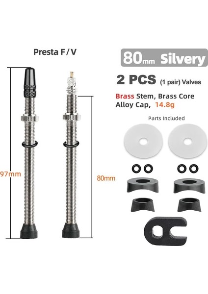 80 mm Pirinç Gümüş B Stili Deemount mm Bisiklet Tubeless Lastik Presta Valf Pirinç Çekirdek Pirinç Kök W Alaşım ve Alet (Yurt Dışından)