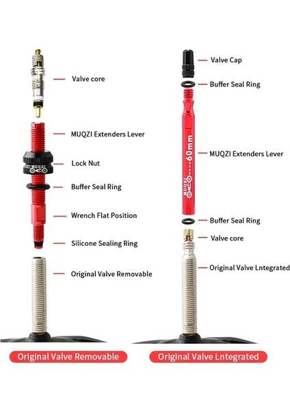 ENTEGRE80 Mmgümüş Stil Muqzı Bisiklet Presta Valf Genişletici Kattığı Lastik Çıkarılabilir Valf Iç Tüp Uzatma Valfi Adaptörü Çekirdek Aracı ile (Yurt Dışından)
