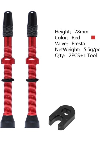 78 Mm-Kırmızı Stil Et Bisiklet Lastik Hava Valfi Bisiklet Tubeless Tekerlek Valf Kiti Bakır Çekirdek Alaşımlı Kök Kauçuk Taban, (Yurt Dışından)