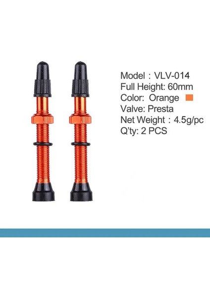 TURUNCU-60MM Tarzı Yol Mtb Bisiklet Tubeless Lastikler Için 1 Pair Presta Vana Pirinç Çekirdek Alaşım Kök Tubeless Mastik Vana Kapağı (Yurt Dışından)