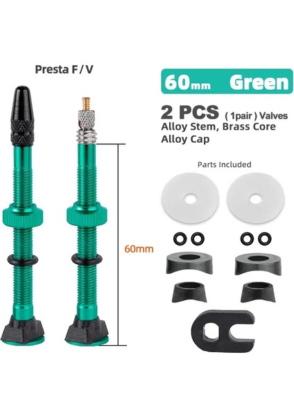 60 mm Alaşımlı Yeşil B Stili Deemount mm Bisiklet Tubeless Lastik Presta Valf C ile Işlenmiş Eloksallı Klozet ve Alet (Yurt Dışından)
