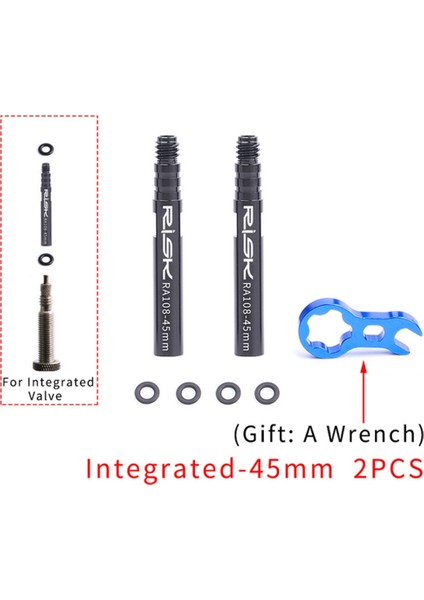 ENTEGRE-45MM Stili Çıkarılabilir Anahtarlı Entegre Bisiklet Parçaları Presta Valf Genişletici Iç Tüpler Valf Uzatma Bisiklet Aksesuarları (Yurt Dışından)