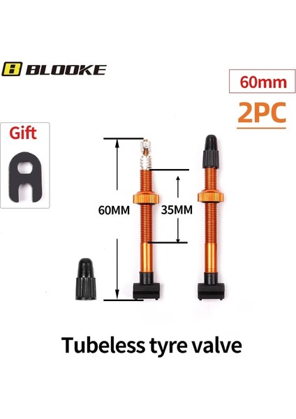 Turuncu 60 mm Stili Blooke Bisiklet Tubeless Vana Presta Fv Cap Ountain Bisiklet Nipel Wtool Mtb Yol Bisikleti Için Alaşım Aksesuarları (Yurt Dışından)
