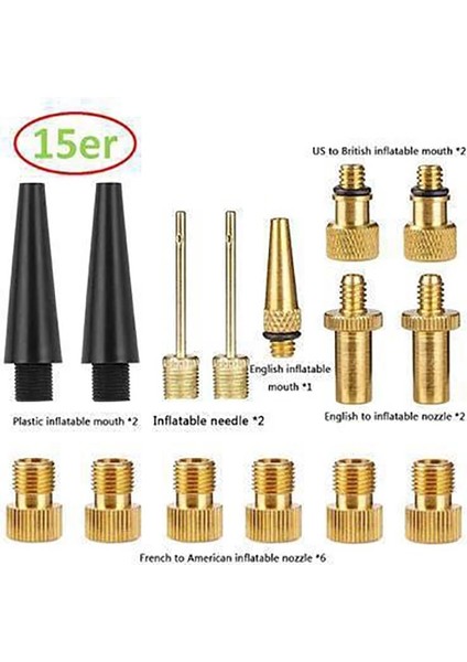 14 Adet Bir Set Tarzı Bakır Şişirme Pompası Nozul Kiti Presta Schrader Valf Adaptörü Tüp Bisiklet Valf Adaptörleri Yol ve Mtb ve Fixie Bisiklet Lastiği Pompası (Yurt Dışından)