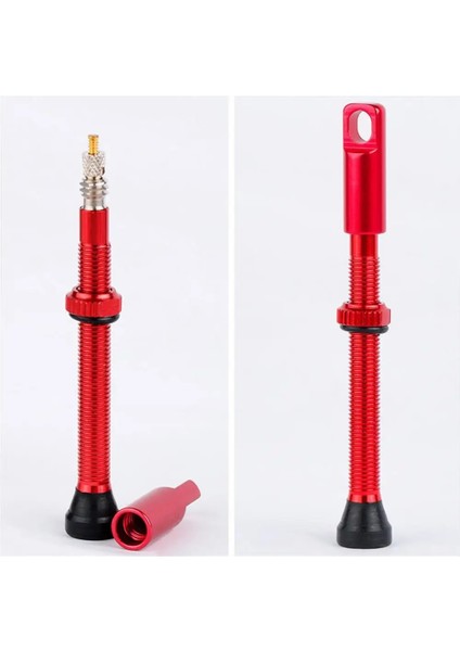 Kırmızı Stil 2'si 1 Arada Tubeless Lastik Valf Fransız Valf Kapağı Valf Kök Tapası, Valf Çekirdeği Temizleme Aracı ile (Yurt Dışından) modelleri