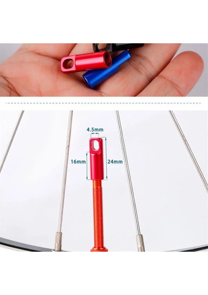 Kırmızı Stil 2'si 1 Arada Tubeless Lastik Valf Fransız Valf Kapağı Valf Kök Tapası, Valf Çekirdeği Temizleme Aracı ile (Yurt Dışından) fırsatları