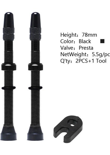 78 mm Siyah 2 Adet Tarzı 2 Adet mm Pirinç Veya Alaşım Kök Bisiklet Tubeless Lastik Vana Bisiklet Tubeless Lastikler Pirinç Çekirdek Alaşım Kök Tubeless Mastik (Yurt Dışından)
