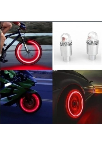 Kırmızı Stil Ar Lastik Vana Kapağı Işık Hareket Sensörü Motosiklet Bisiklet Kamyon Tekerlek Dekorasyon Neon Strobe LED Işık Su Geçirmez Ampul (Yurt Dışından)