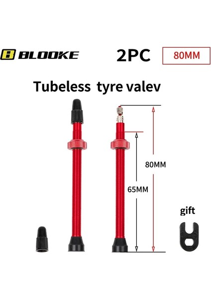 Kırmızı 80 mm Stili Blooke Bisiklet Tubeless Vana Presta Fv Kap Çekirdek Ountain Nipel Wtool Mtb Yol Bisikleti Aksesuarları (Yurt Dışından)