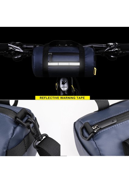 RK9101-GRI Stili Rhinowalk Bisiklet Gidon Çantası Bisiklet Ön Çanta Saklama Çantası Çanta Omuz Askısı ile Yol Dağ Bisikleti Bisiklet Seyahat Için (Yurt Dışından) indirimleri