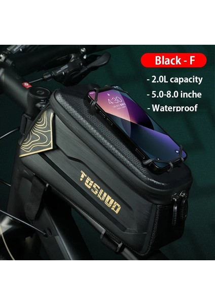 Siyah F Stili L Beden Tosuod Bisiklet Çantası Inç Dokunmatik Ekran Telefon Kılıfı Su Geçirmez Bisiklet Çantası Üst Ön Tüp Çerçeve Mtb Yol Bisikleti Çantası Aksesuarları (Yurt Dışından)