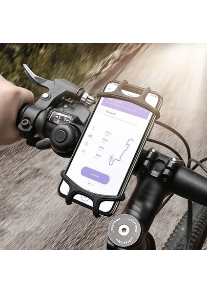 Siyah Stil Silikon Bisiklet Telefon Tutucu IPhone 11 Pro Max Artı x Xr Xs Cep Telefonu Montaj Bandı Bisiklet Gps Klipsi Evrensel (Yurt Dışından)